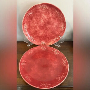 Dinner Serving Plates Charger Platters Sonoma Cranberry Winter Fields Red Set 2